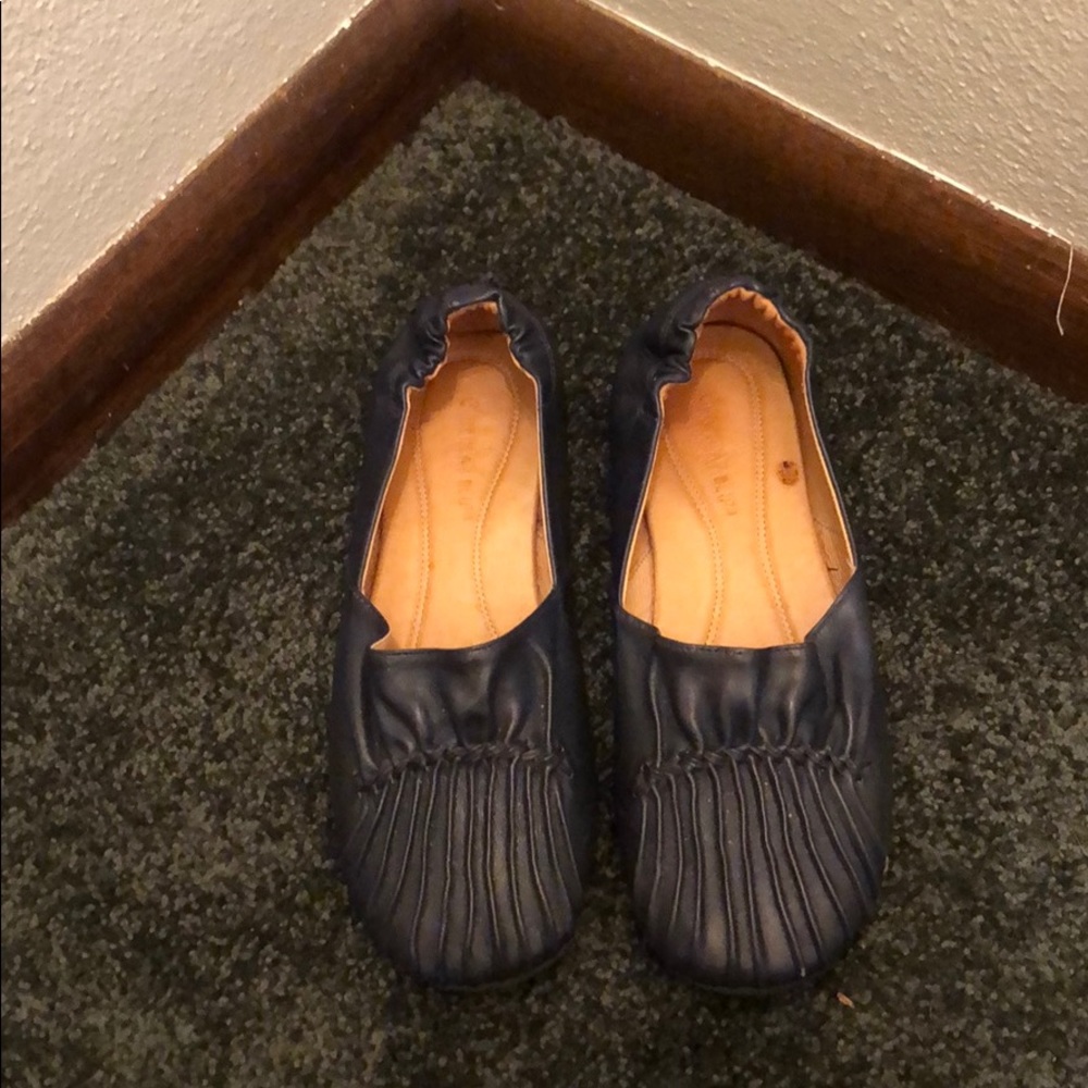 Blue leather shoes
